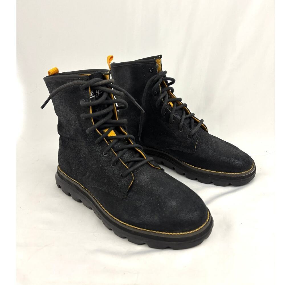 Skechers Black Suede Leather Lace Up Boots 7.5 Women's Ankle On the Go